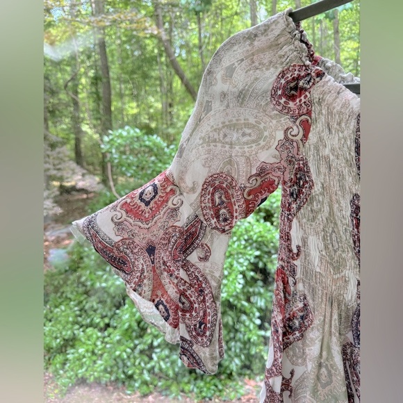 NWOT Vintage American Blues size small Yamelyn Smocked Off the shoulder top BOHO - Picture 5 of 7